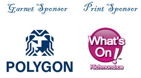 A row of 2 logos, on the left is the Polygon Home Ltd. logo: a lion head on top, and the word POLYGON at the bottom; then on the right is the What's On! Richmond Magazine Logo: a purple circle as the backgroun, on top are the words - What's On? with TM next to it; at the bottom are the words Richmond.ca. Text is white in colour with purple outline; indicating What's On! Richmond website: whatsonrichmond.ca